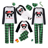 Christmas Matching Family Pajamas Cartoon Mouse With Christmas Hat Green Pajamas Set