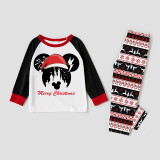 Christmas Matching Family Pajamas Cartoon Mouse With Christmas Hat Seamless Reindeer White Pajamas Set