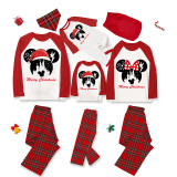 Christmas Matching Family Pajamas Cartoon Mouse With Christmas Hat White Pajamas Set