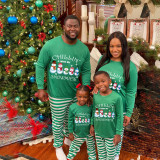 Christmas Matching Family Pajamas Chill In With My Snowmies Green Stripes Pajamas Set