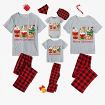 Christmas Matching Family Pajamas Ice Cream Shake Gray Pajamas Set