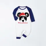 Christmas Matching Family Pajamas Cartoon Mouse With Christmas Hat Blue Pajamas Set
