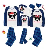 Christmas Matching Family Pajamas Cartoon Mouse With Christmas Hat Blue Pajamas Set