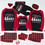 Christmas Matching Family Pajamas Chill In With My Snowmies Black And Red Pajamas Set