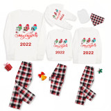 2022 Christmas Matching Family Pajamas Merry Christmas French Bulldog White Pajamas Set With Dog Cloth