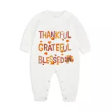Thanksgiving Day Matching Family Pajamas Thankful Grateful Blessed White Pajamas Set