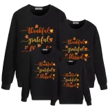 Family Thanksgiving Day Multicolor Matching Sweater Thankful Grateful Blessed Hearts Maples Pullover Hoodies