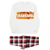 Thanksgiving Day Matching Family Pajamas Sunflowers Thanksful White Pajamas Set