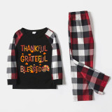 Thanksgiving Day Matching Family Pajamas Thankful Grateful Blessed Black And Red Plaids Pajamas Set