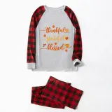 Thanksgiving Day Matching Family Pajamas Thankful Grateful Blessed Hearts Maples White Pajamas Set