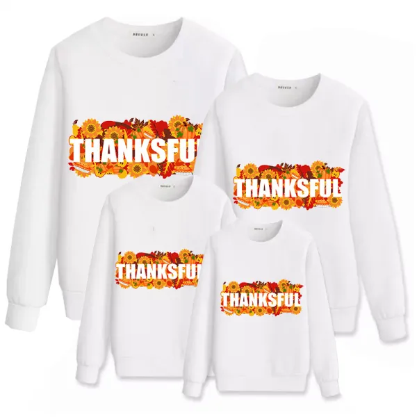 Family Thanksgiving Day Multicolor Matching Sweater Sunflowers Thanksful Pullover Hoodies