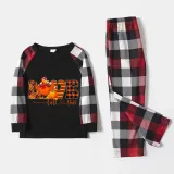 Thanksgiving Day Matching Family Pajamas Love Turkey Fall Y’all Black And Red Plaids Pajamas Set