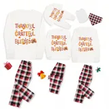 Thanksgiving Day Matching Family Pajamas Thankful Grateful Blessed White Pajamas Set