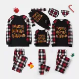 Thanksgiving Day Matching Family Pajamas Thankful Grateful Blessed Black And Red Plaids Pajamas Set