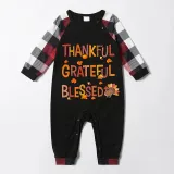 Thanksgiving Day Matching Family Pajamas Thankful Grateful Blessed Black And Red Plaids Pajamas Set