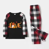 Thanksgiving Day Matching Family Pajamas Love Gnome Maples Black And Red Plaids Pajamas Set