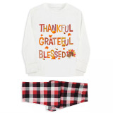 Thanksgiving Day Matching Family Pajamas Thankful Grateful Blessed White Pajamas Set
