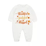 Thanksgiving Day Matching Family Pajamas Thankful Grateful Blessed Hearts Maples White Pajamas Set