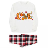 Thanksgiving Day Matching Family Pajamas Love Gnome Maples White Pajamas Set