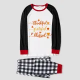 Thanksgiving Day Matching Family Pajamas Thankful Grateful Blessed Hearts Maples White Pajamas Set