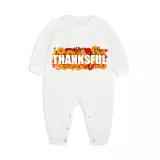 Thanksgiving Day Matching Family Pajamas Sunflowers Thanksful White Pajamas Set