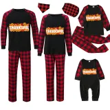 Thanksgiving Day Matching Family Pajamas Sunflowers Thanksful Black Pajamas Set