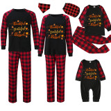 Thanksgiving Day Matching Family Pajamas Thankful Grateful Blessed Hearts Maples Black Pajamas Set