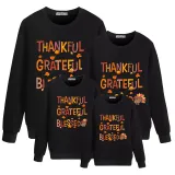 Family Thanksgiving Day Multicolor Matching Sweater Thankful Grateful Blessed Pullover Hoodies