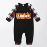 Thanksgiving Day Matching Family Pajamas Sunflowers Thanksful Black And Red Plaids Pajamas Set
