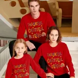 Family Thanksgiving Day Multicolor Matching Sweater Thankful Grateful Blessed Pullover Hoodies
