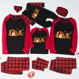 Thanksgiving Day Matching Family Pajamas Love Gnome Maples Red Pajamas Set