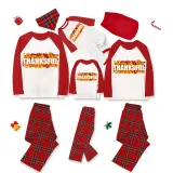 Thanksgiving Day Matching Family Pajamas Sunflowers Thanksful White Pajamas Set