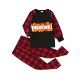 Thanksgiving Day Matching Family Pajamas Sunflowers Thanksful Black Pajamas Set