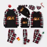 Thanksgiving Day Matching Family Pajamas Love Gnome Maples Black And Red Plaids Pajamas Set