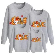 Family Thanksgiving Day Multicolor Matching Sweater Love Gnome Maples Pullover Hoodies