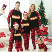 Thanksgiving Day Matching Family Pajamas Sunflowers Thanksful Black Pajamas Set