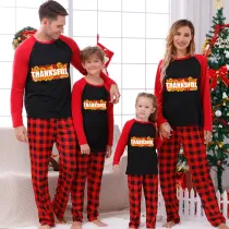Thanksgiving Day Matching Family Pajamas Sunflowers Thanksful Red Pajamas Set