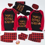 Thanksgiving Day Matching Family Pajamas Thankful Grateful Blessed Red Pajamas Set