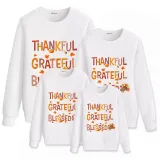 Family Thanksgiving Day Multicolor Matching Sweater Thankful Grateful Blessed Pullover Hoodies