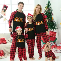 Thanksgiving Day Matching Family Pajamas Love Gnome Maples Black Pajamas Set