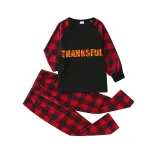 Thanksgiving Day Matching Family Pajamas Maples Thanksful Black Pajamas Set
