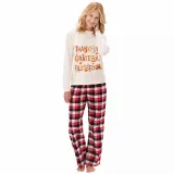 Thanksgiving Day Matching Family Pajamas Thankful Grateful Blessed White Pajamas Set