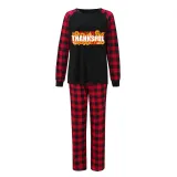 Thanksgiving Day Matching Family Pajamas Sunflowers Thanksful Black Pajamas Set