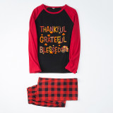 Thanksgiving Day Matching Family Pajamas Thankful Grateful Blessed Red Pajamas Set