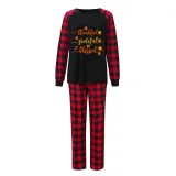 Thanksgiving Day Matching Family Pajamas Thankful Grateful Blessed Hearts Maples Black Pajamas Set
