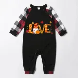 Thanksgiving Day Matching Family Pajamas Love Gnome Maples Black And Red Plaids Pajamas Set