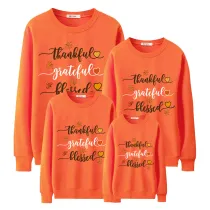 Family Thanksgiving Day Multicolor Matching Sweater Thankful Grateful Blessed Hearts Maples Pullover Hoodies