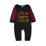 Thanksgiving Day Matching Family Pajamas Thankful Grateful Blessed Hearts Maples Black Pajamas Set