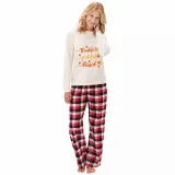 Thanksgiving Day Matching Family Pajamas Thankful Grateful Blessed Hearts Maples White Pajamas Set