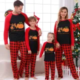 Thanksgiving Day Matching Family Pajamas Peace Love Thanksgiving Pumpkin Red Pajamas Set